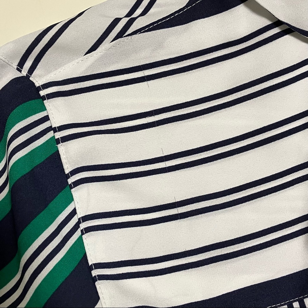 Foxcroft Horizontal Stripes Button Down Blouse - image 8